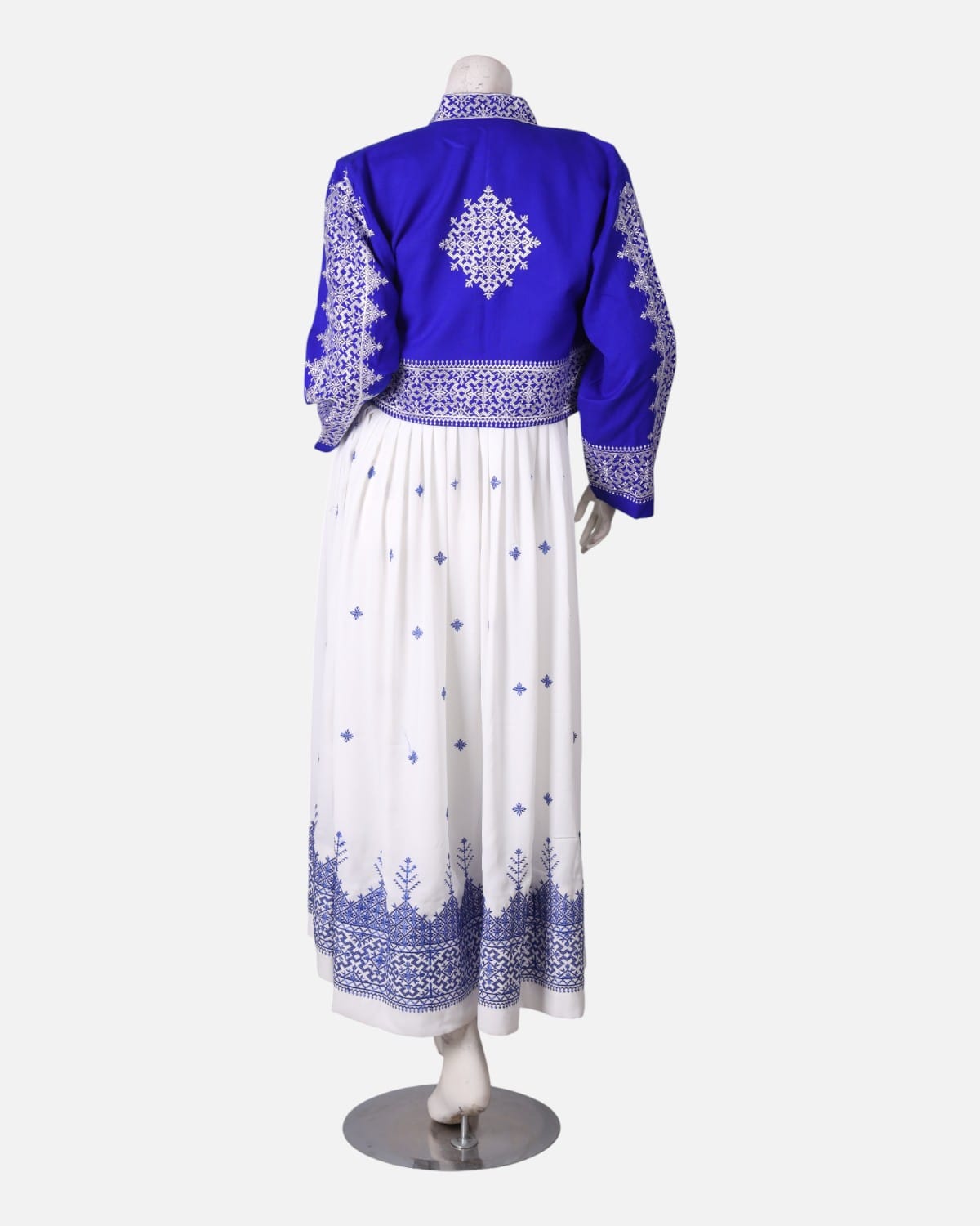 Blue & White Afghan Traditional Embroidered Dress