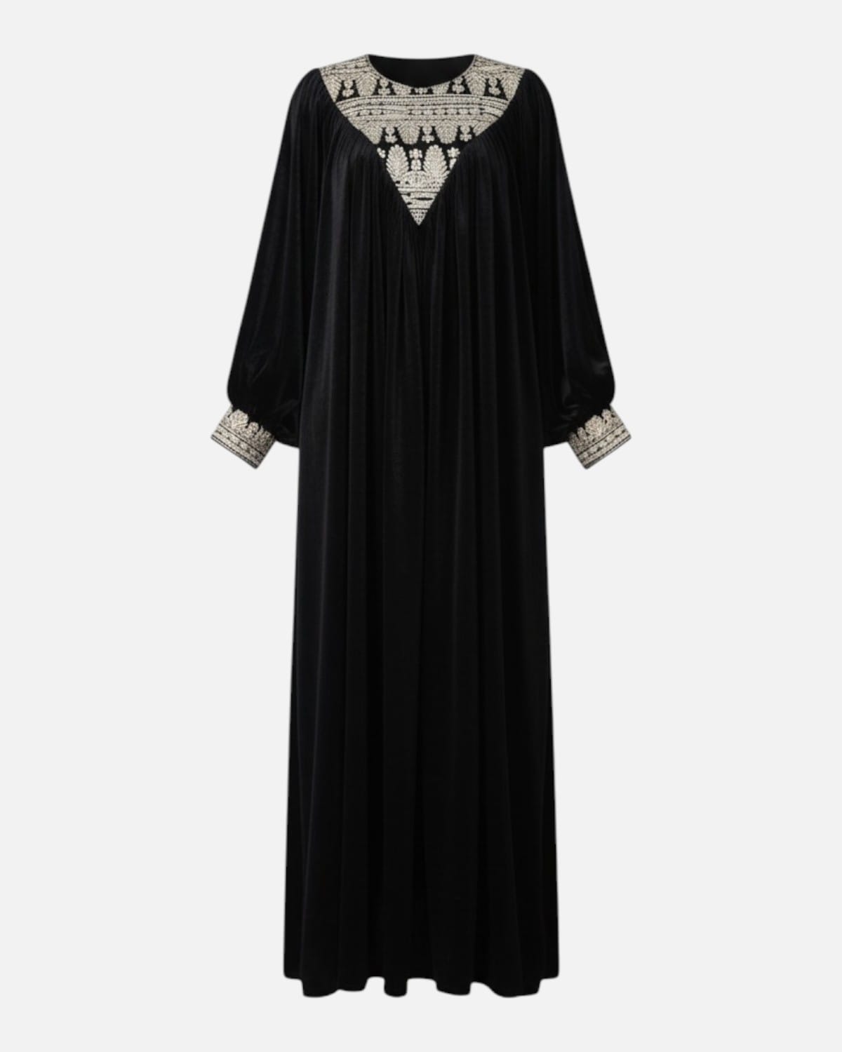 Traditional Afghan Velvet Embroidered Dress