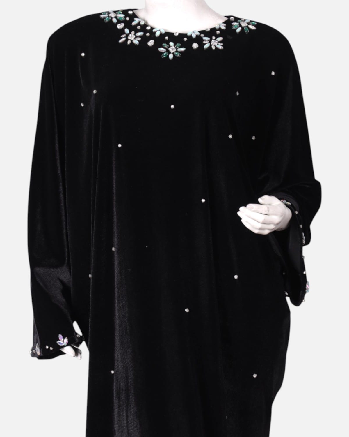 Traditional Afghan Velvet Dress with Embroidery