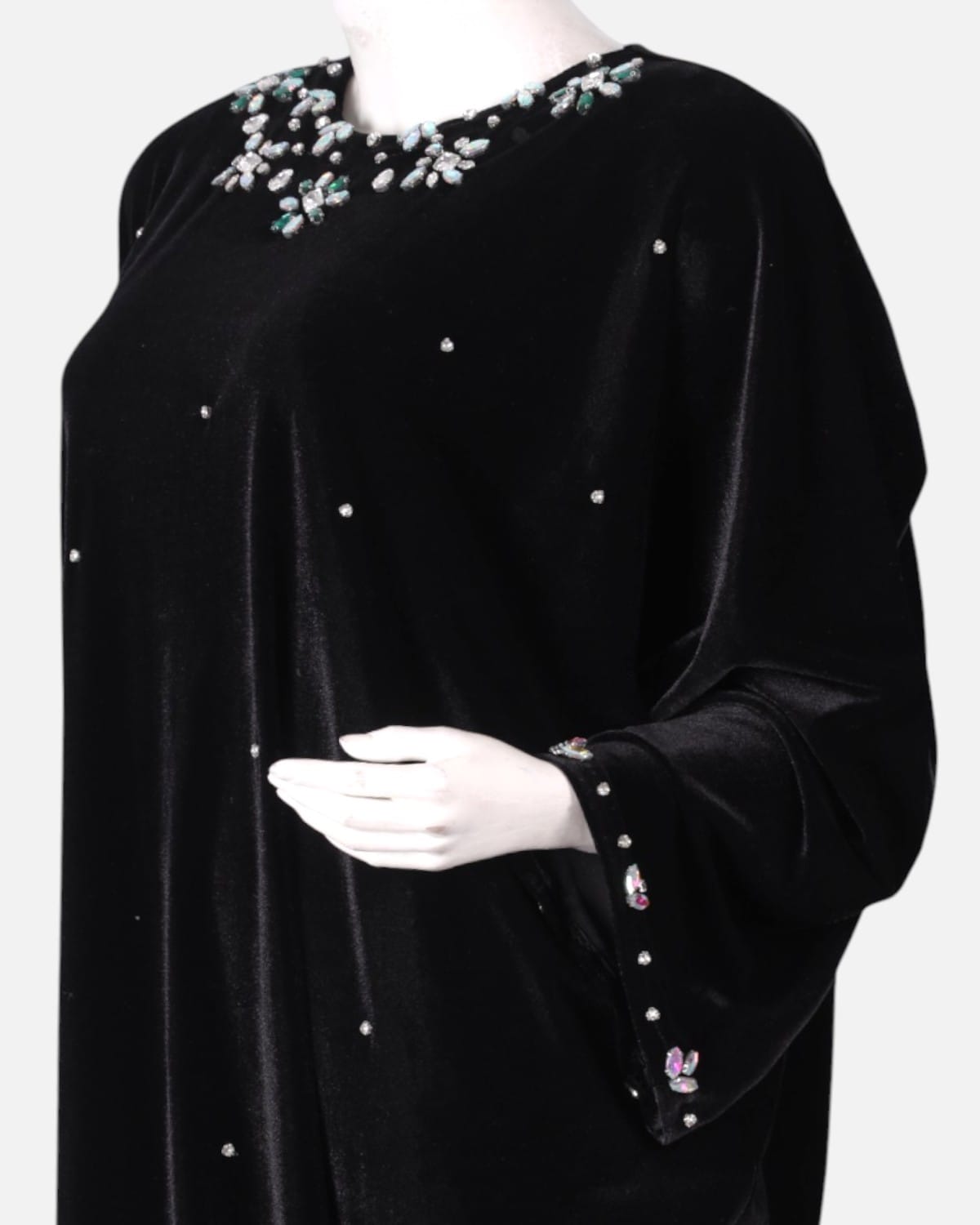 Traditional Afghan Velvet Dress with Embroidery