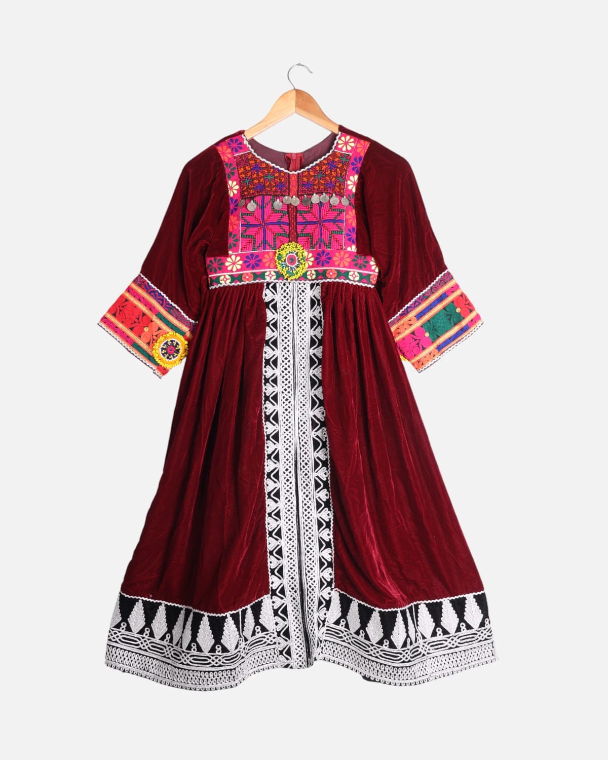 Afghan Velvet Dress with Hand Embroidery