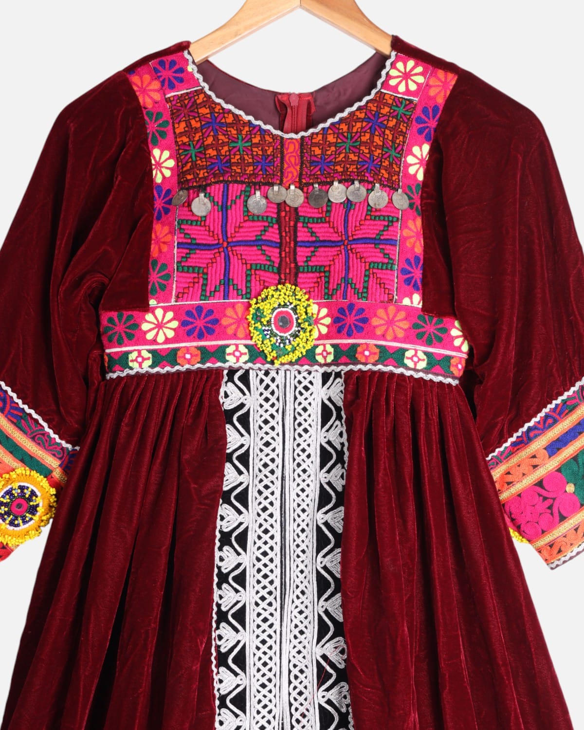Afghan Velvet Dress with Hand Embroidery
