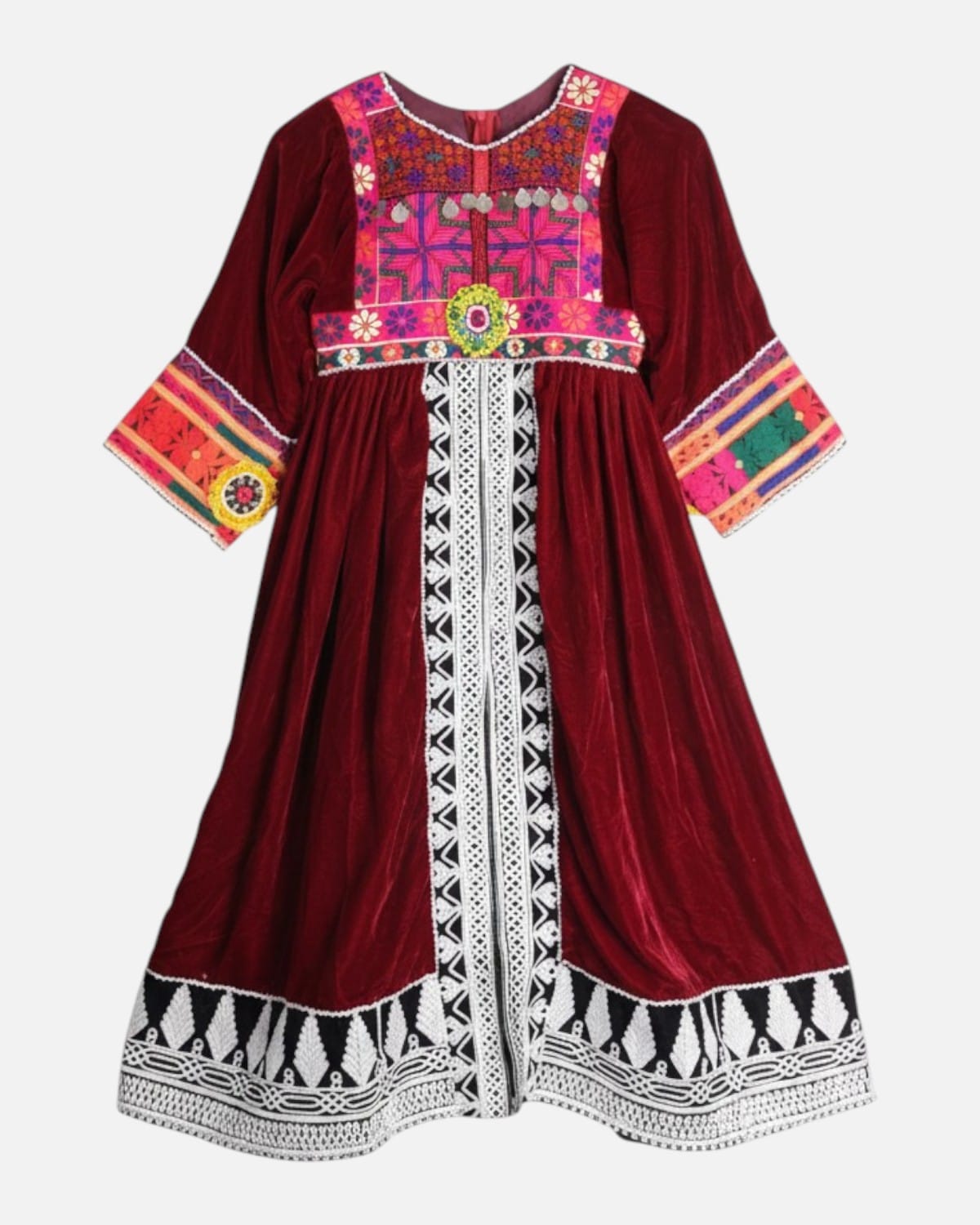 Afghan Velvet Dress with Hand Embroidery