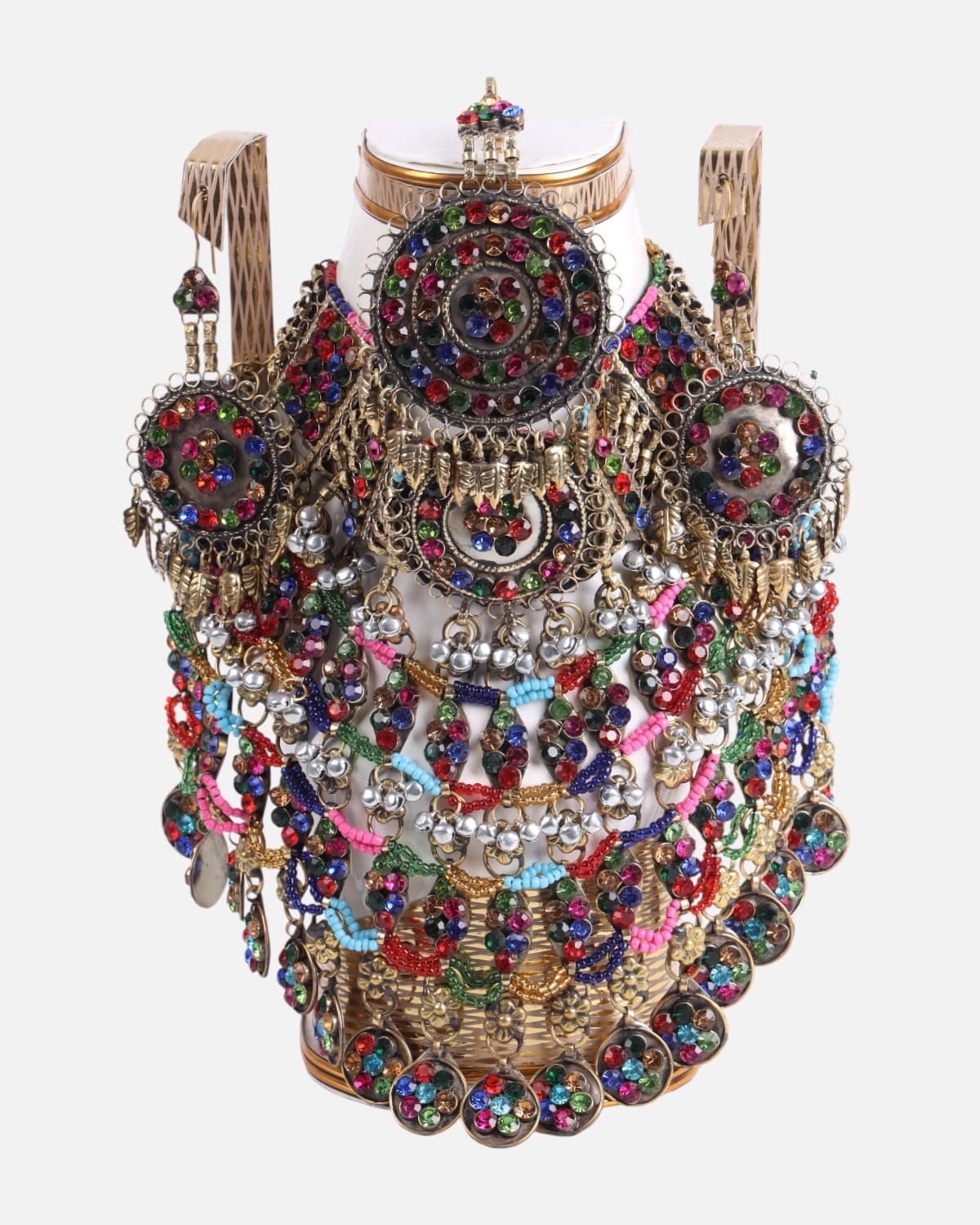 Traditional Afghan Necklace Headpiece & Earrings Set