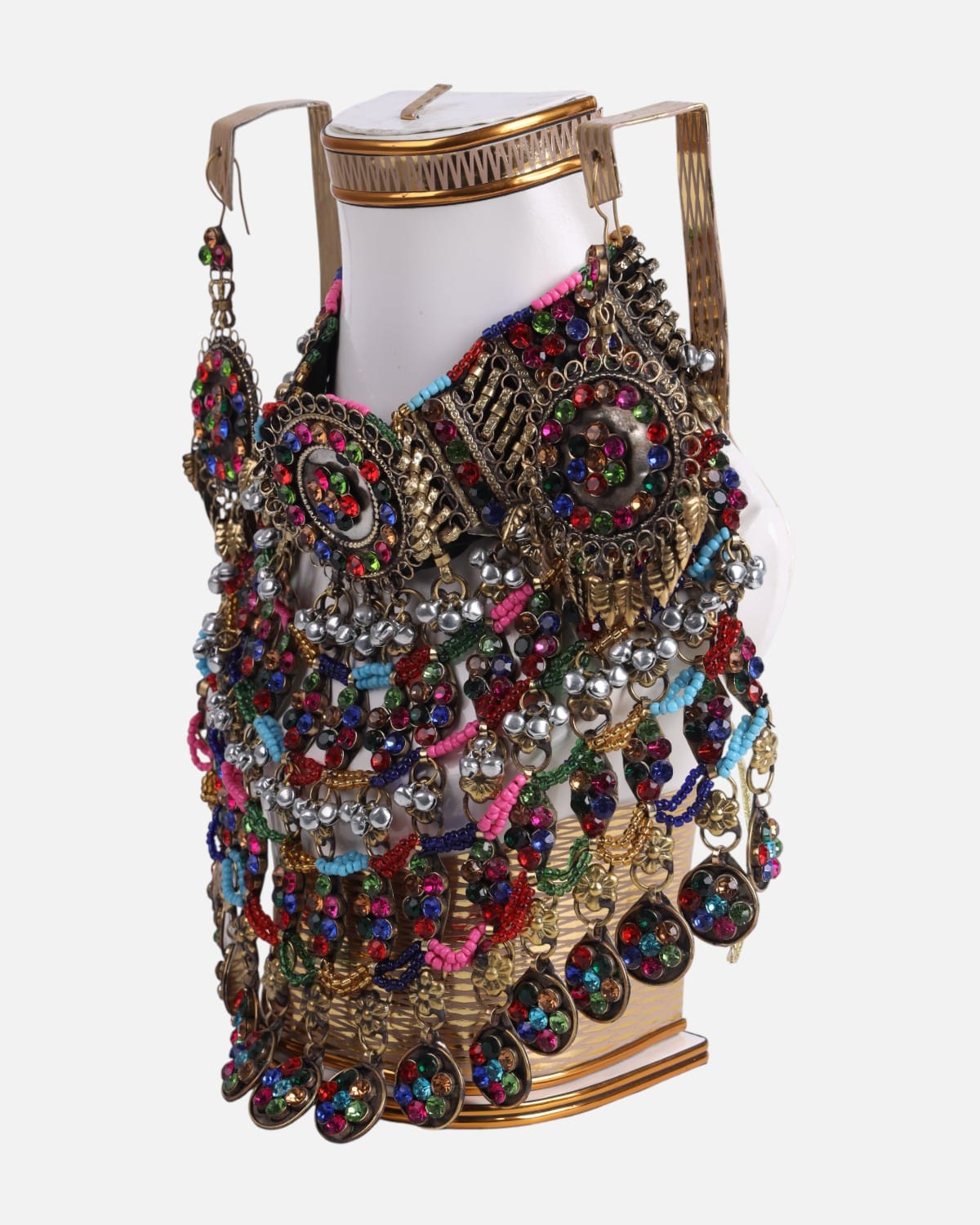 Traditional Afghan Necklace Headpiece & Earrings Set