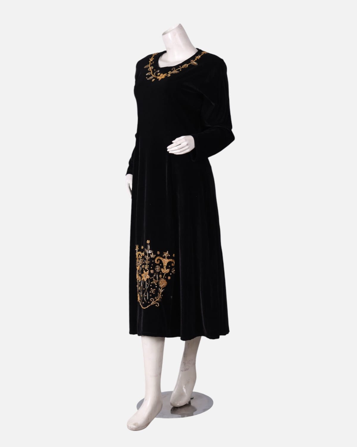 Salma Embroidered Velvet Dress