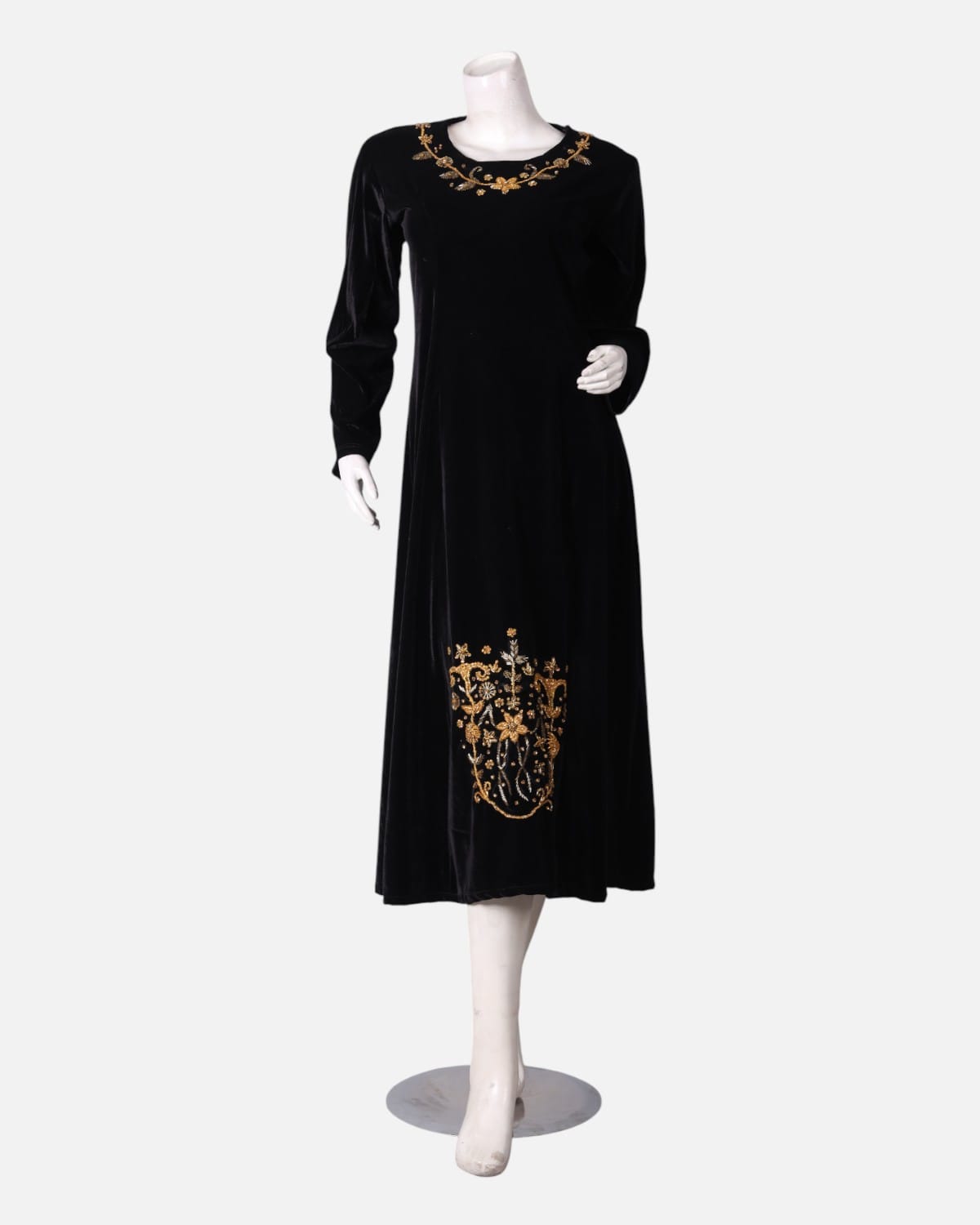 Salma Embroidered Velvet Dress