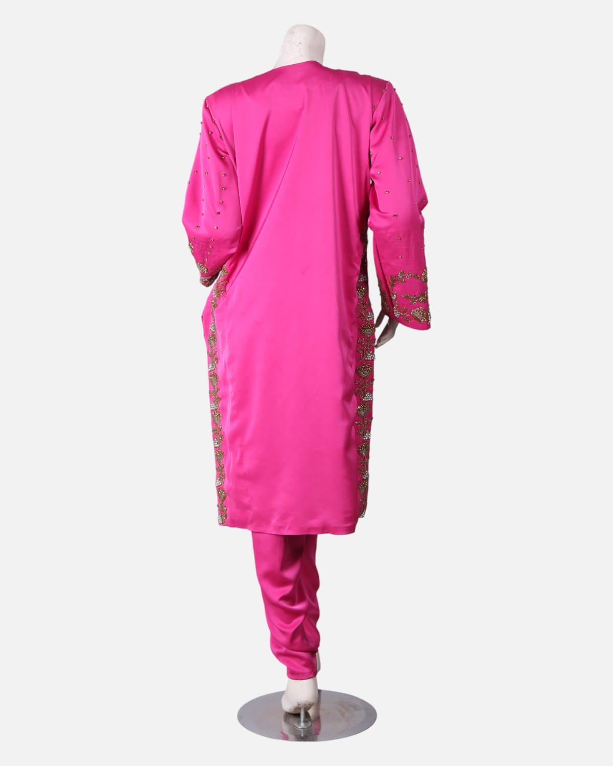 Punjabi with Trousers and Shawl in Pink Silk