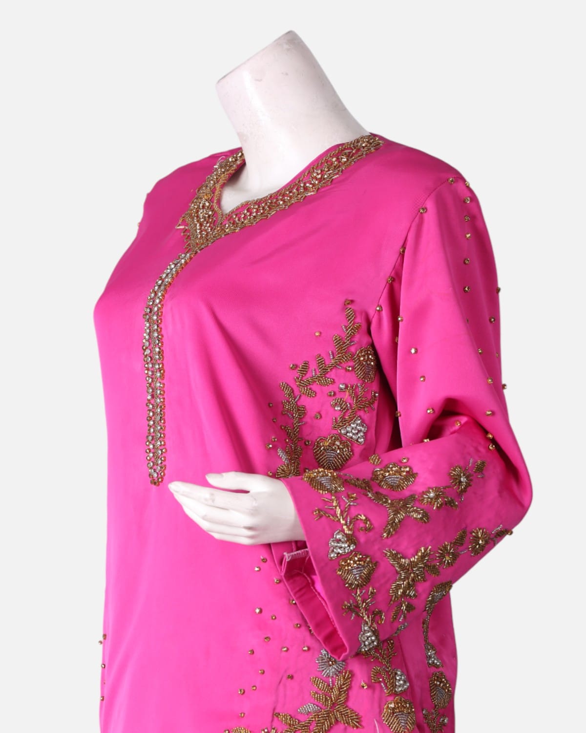 Punjabi with Trousers and Shawl in Pink Silk