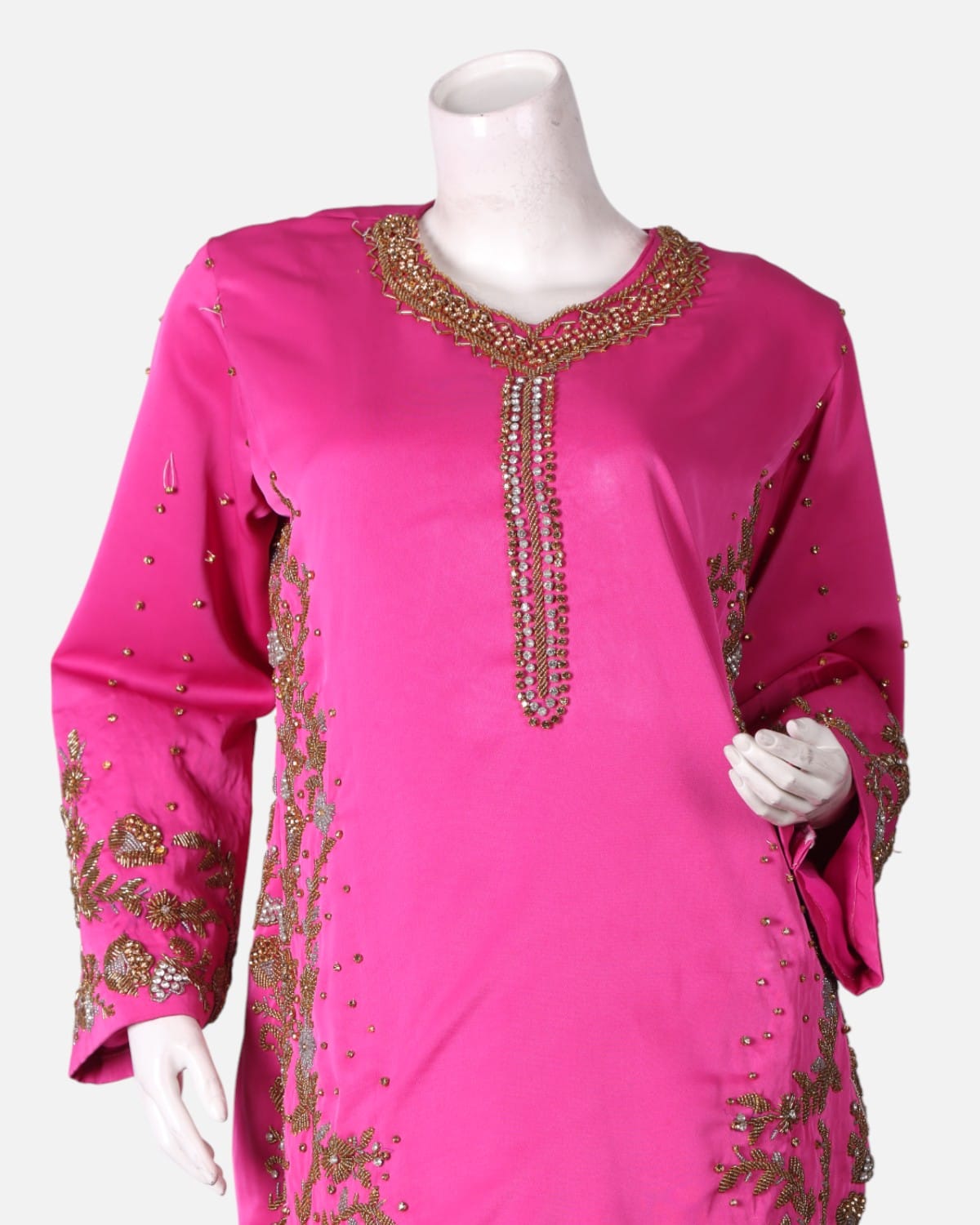 Punjabi with Trousers and Shawl in Pink Silk