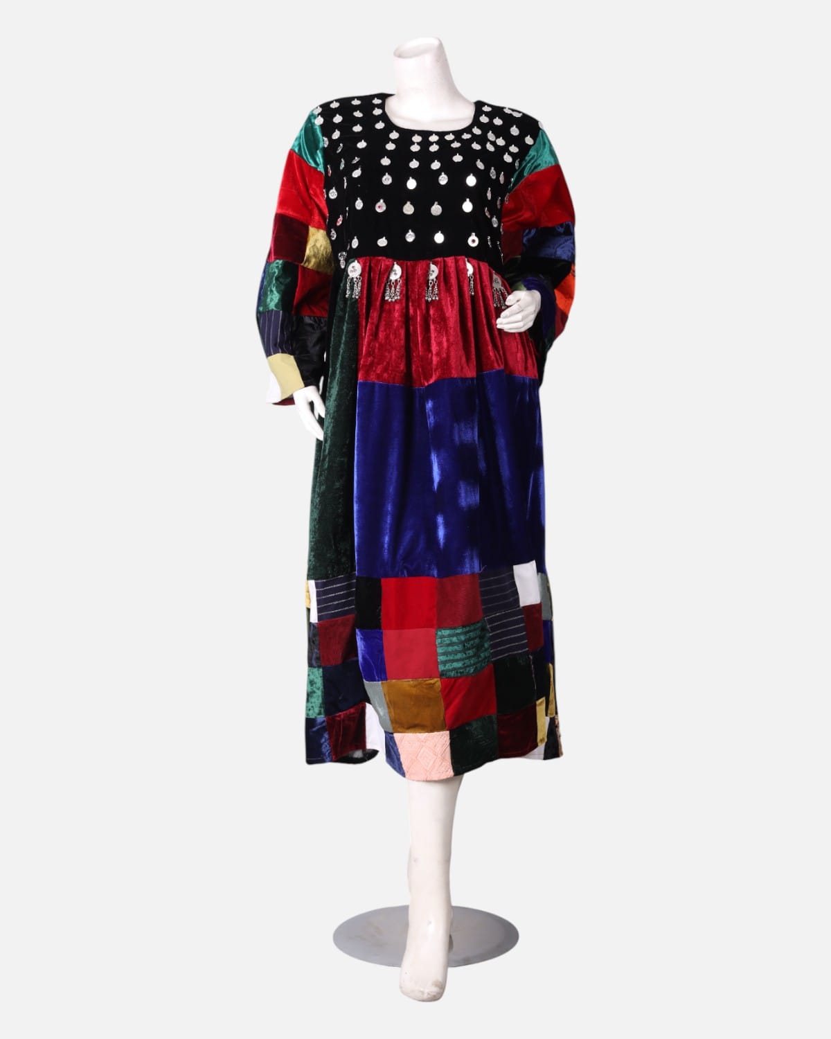 Afghan Qaraq Dozi Velvet Dress with Handwork