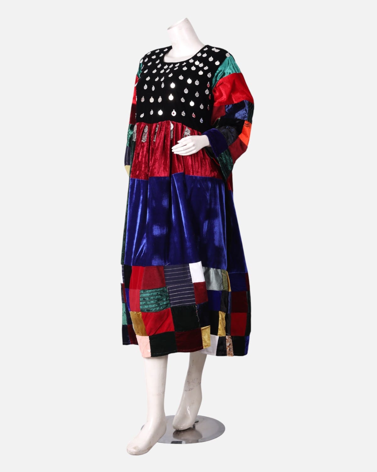 Afghan Qaraq Dozi Velvet Dress with Handwork