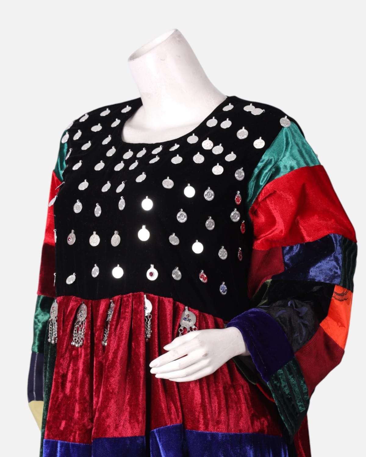 Afghan Qaraq Dozi Velvet Dress with Handwork