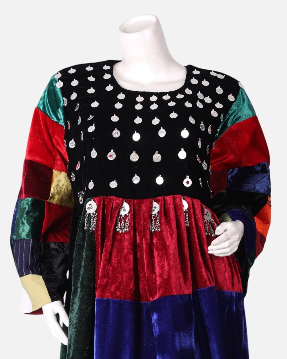 Afghan Qaraq Dozi Velvet Dress with Handwork