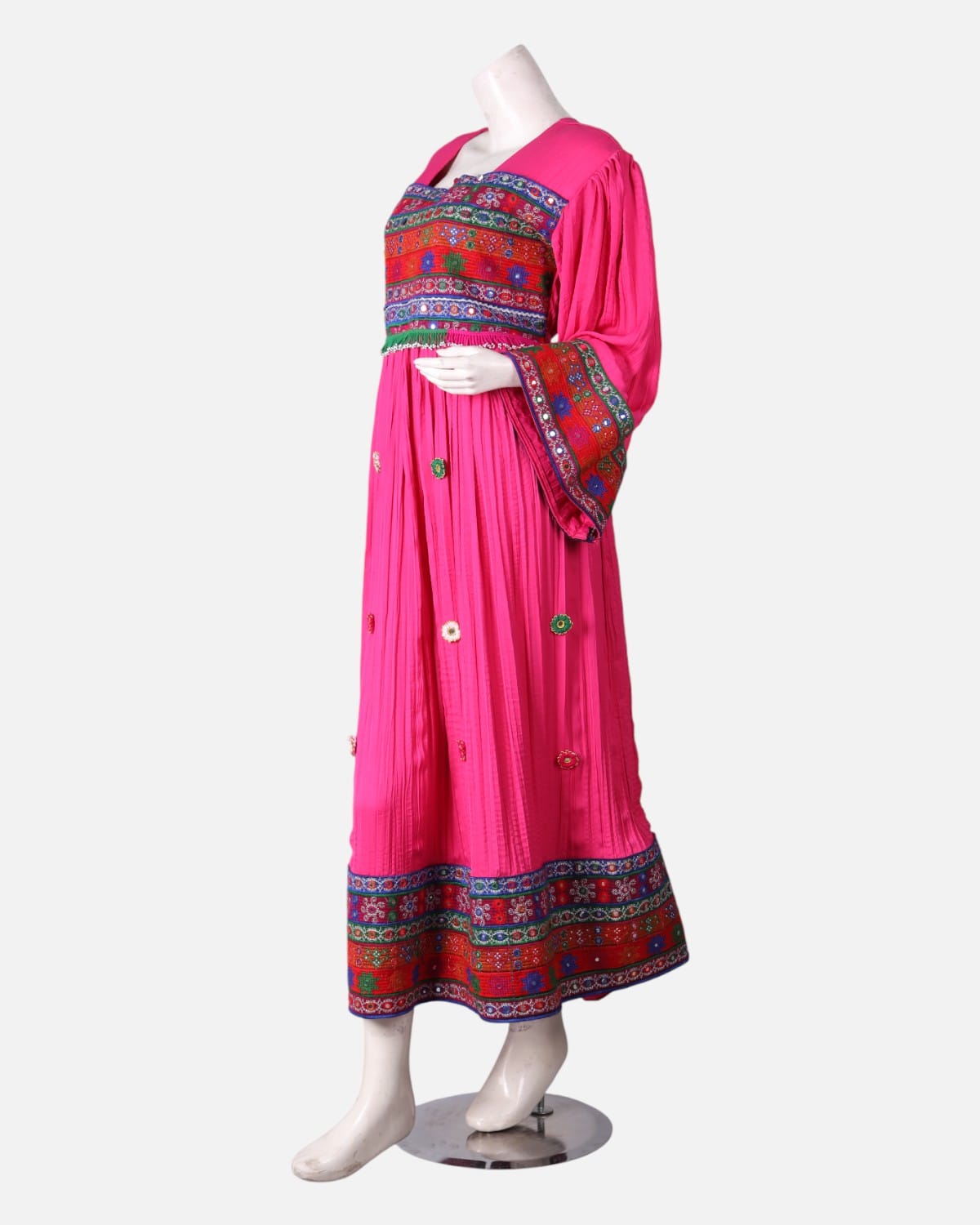 Afghan Embroidered Dress with Graphic Yoke