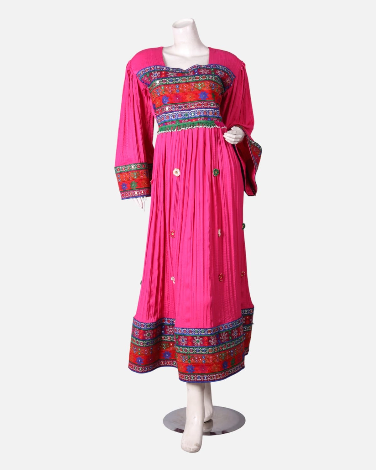 Afghan Embroidered Dress with Graphic Yoke