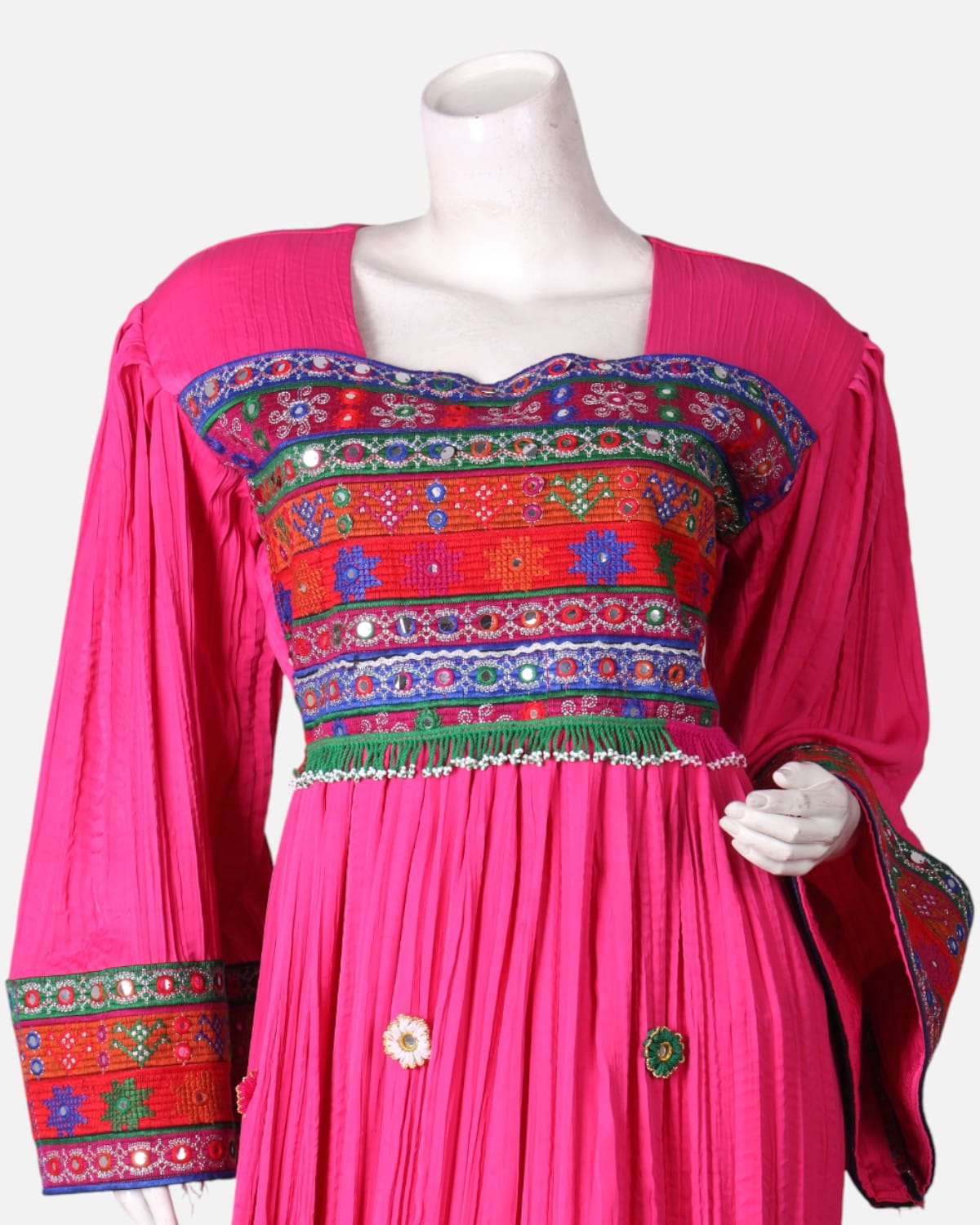 Afghan Embroidered Dress with Graphic Yoke