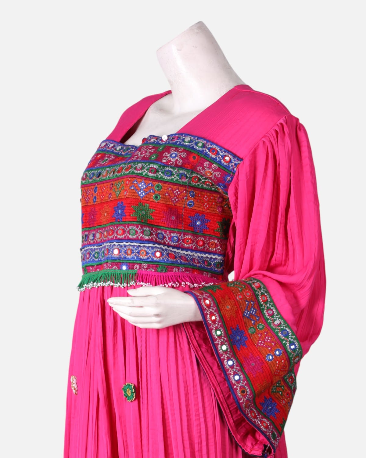 Afghan Embroidered Dress with Graphic Yoke