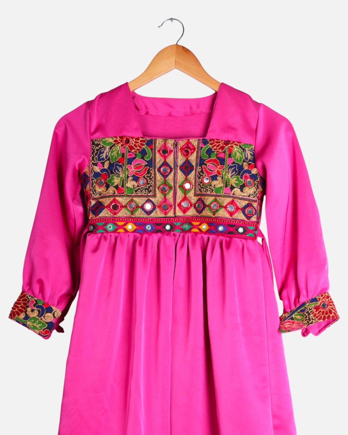 Afghan Children’s Silk Dress with Embroidered Yoke