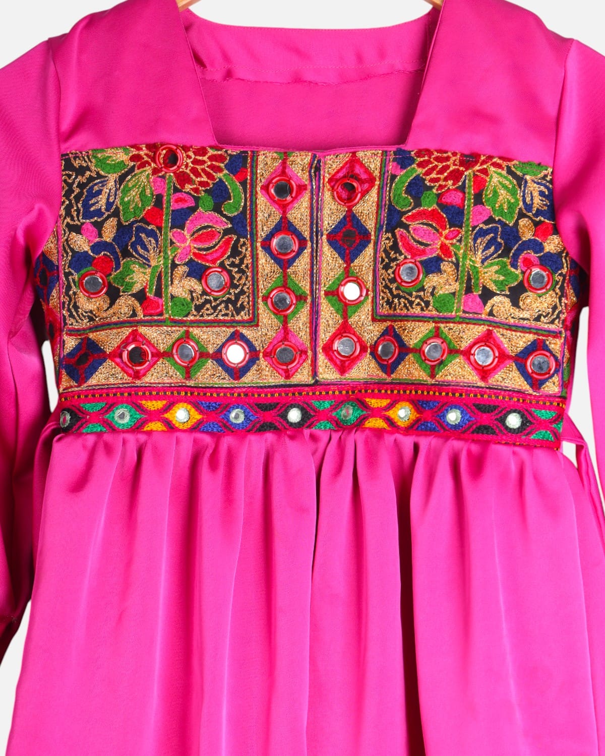 Afghan Children’s Silk Dress with Embroidered Yoke