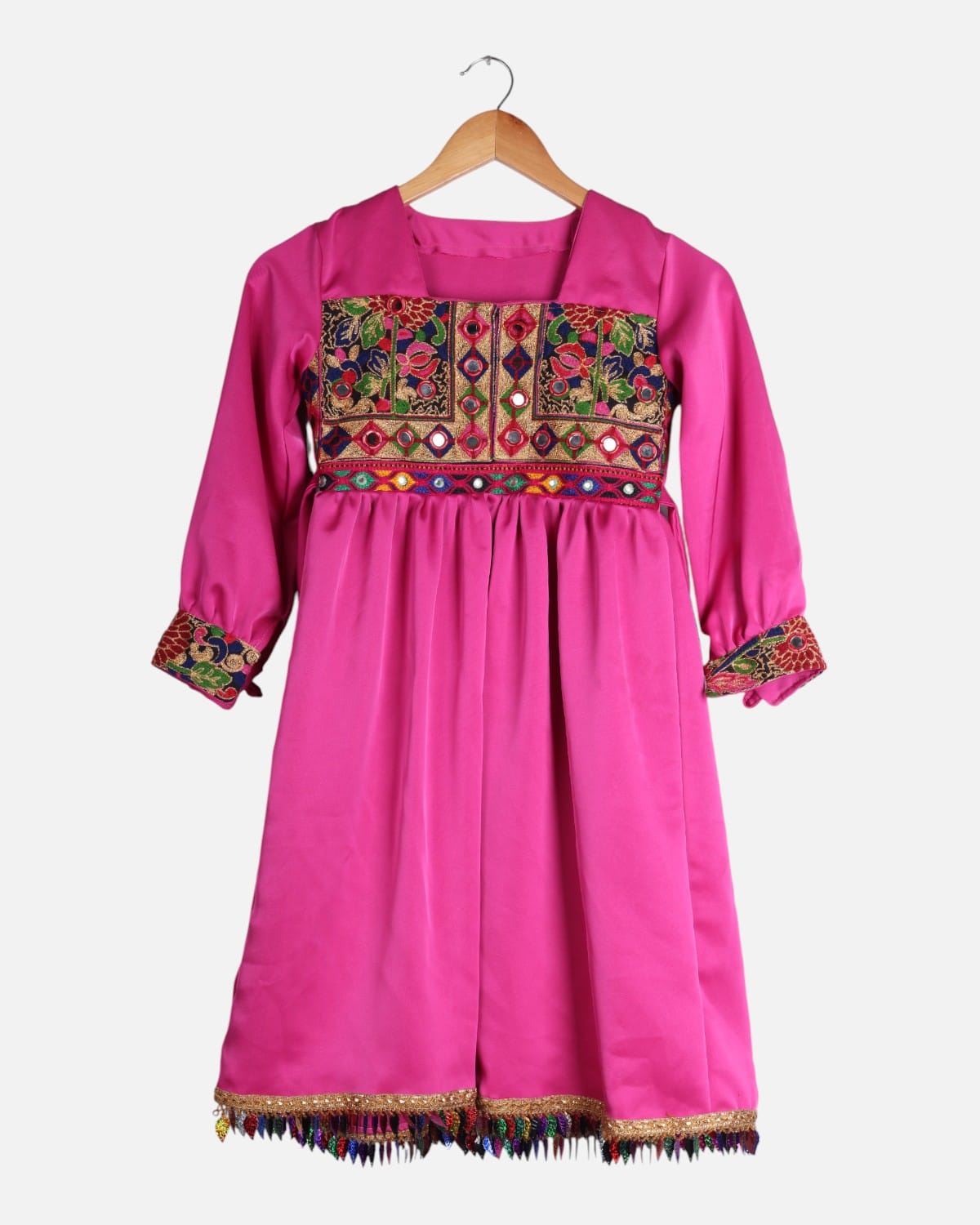 Afghan Children’s Silk Dress with Embroidered Yoke