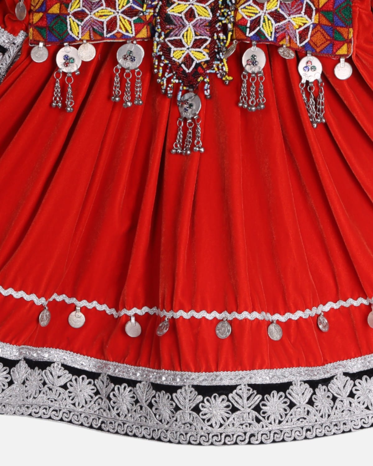 Afghan Children's Velvet Dress with Cherma Dozi
