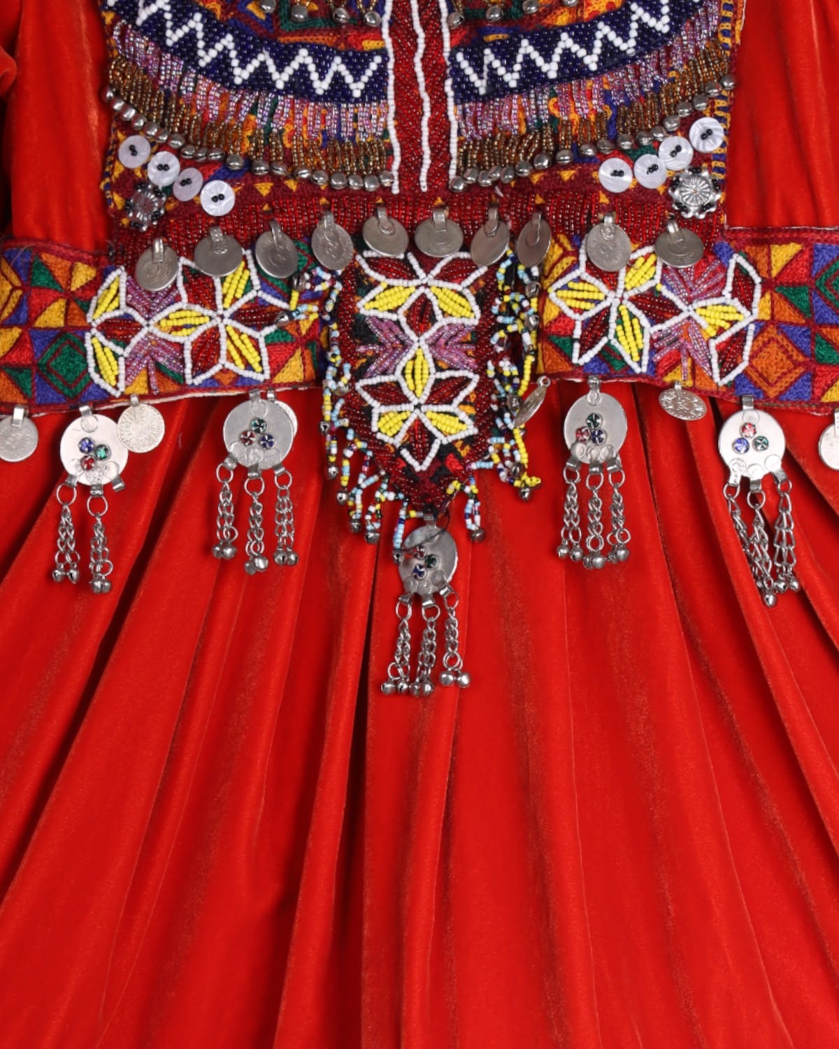 Afghan Children's Velvet Dress with Cherma Dozi