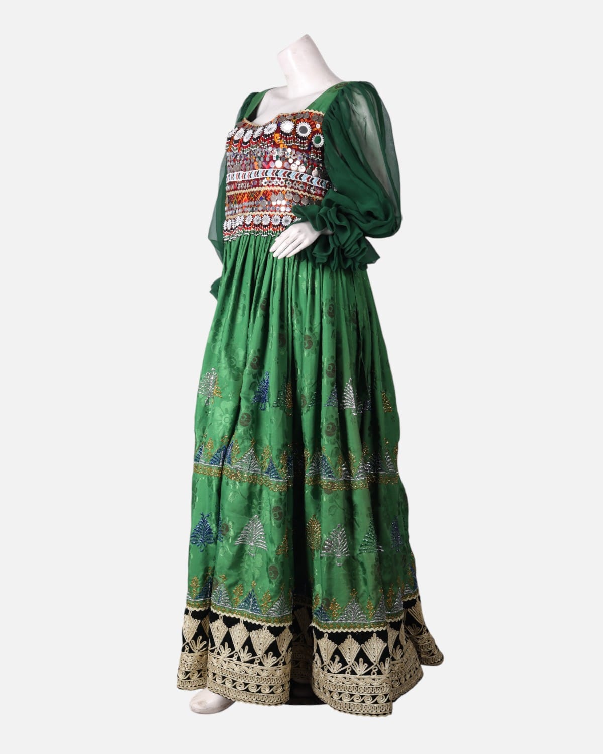 Afghan Cherma Dozi Dress with Embroidery & Leather Work