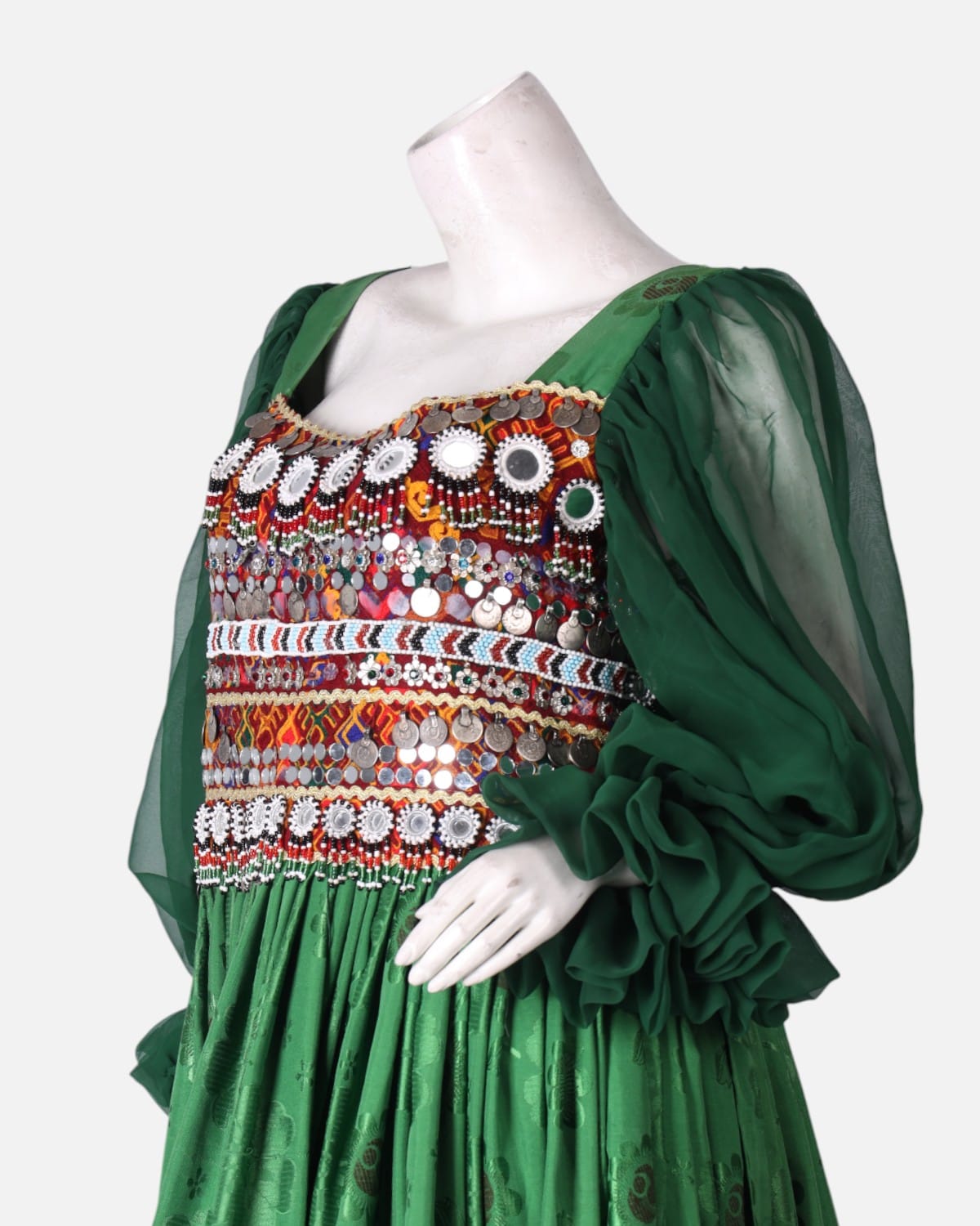 Afghan Cherma Dozi Dress with Embroidery & Leather Work