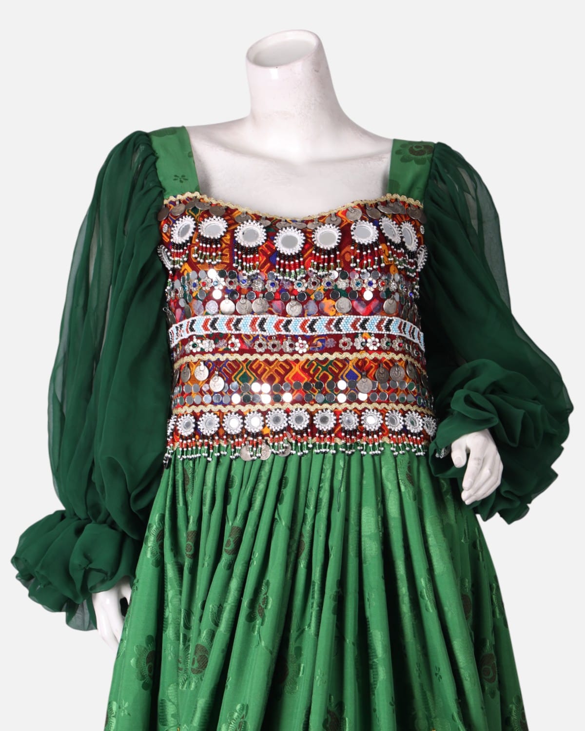Afghan Cherma Dozi Dress with Embroidery & Leather Work