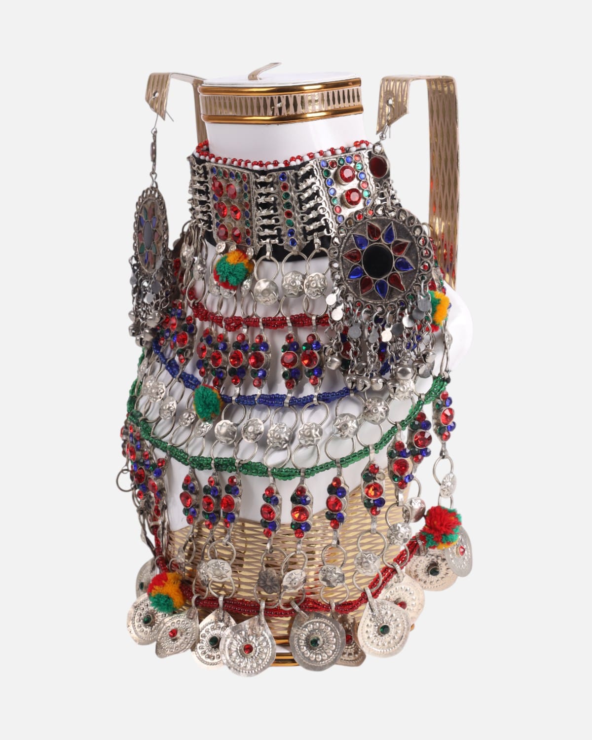 Afghan Glass Stone Necklace & Bracelet Set