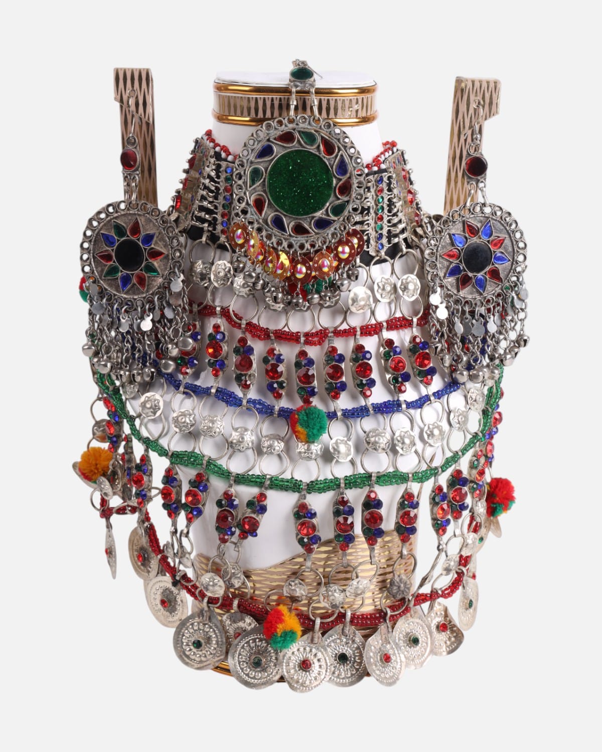 Afghan Glass Stone Necklace & Bracelet Set
