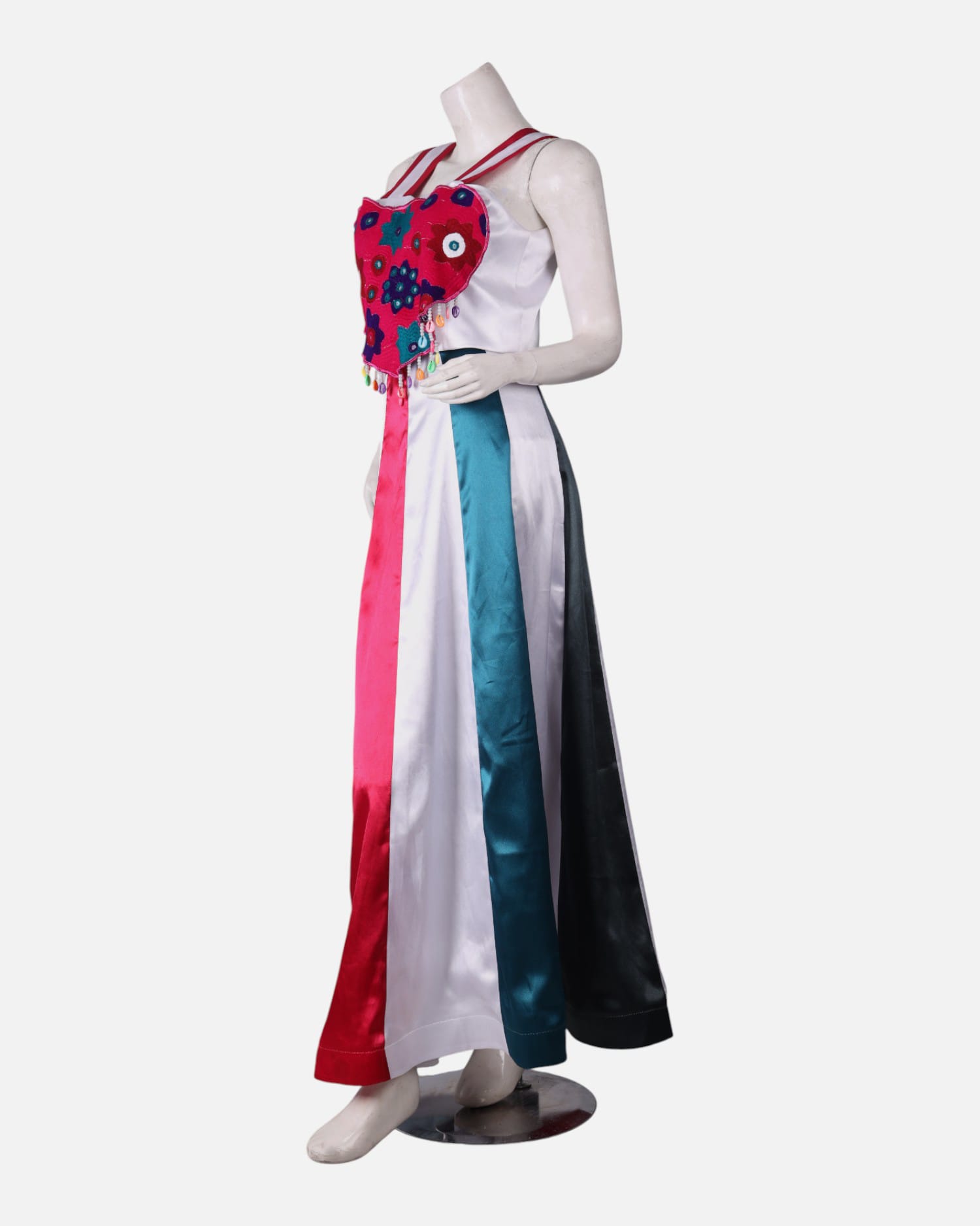 Afghan Satin Dress with Tajik & Indian Design