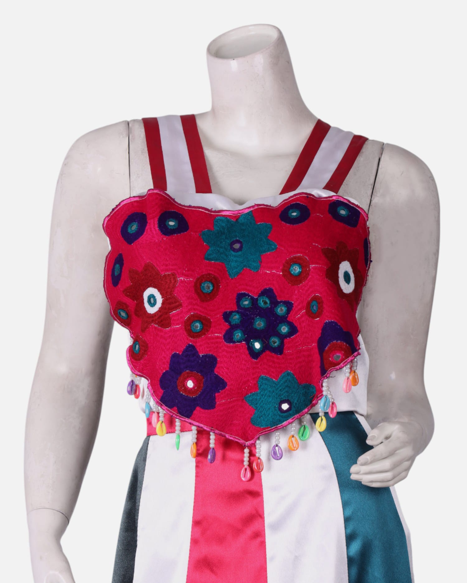 Afghan Satin Dress with Tajik & Indian Design