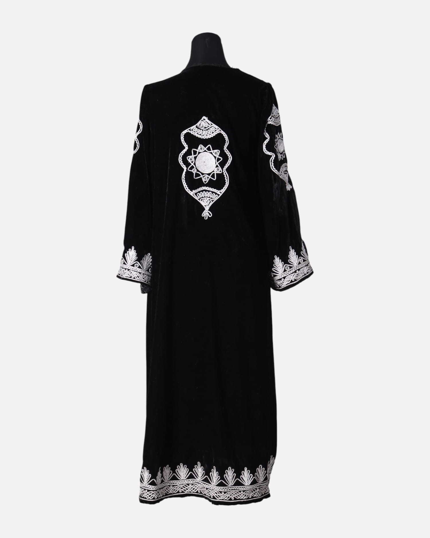 Black long Silk Velvet Coat Caftan Chapen