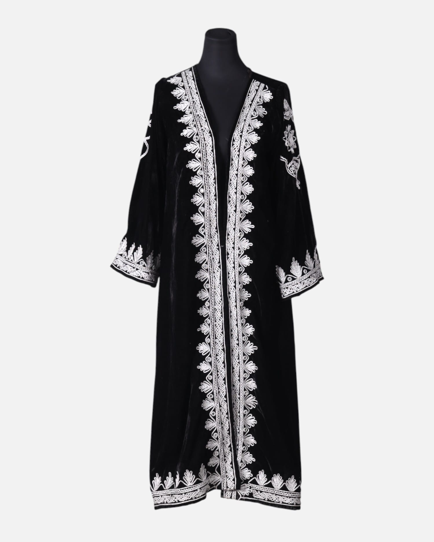 Black long Silk Velvet Coat Caftan Chapen