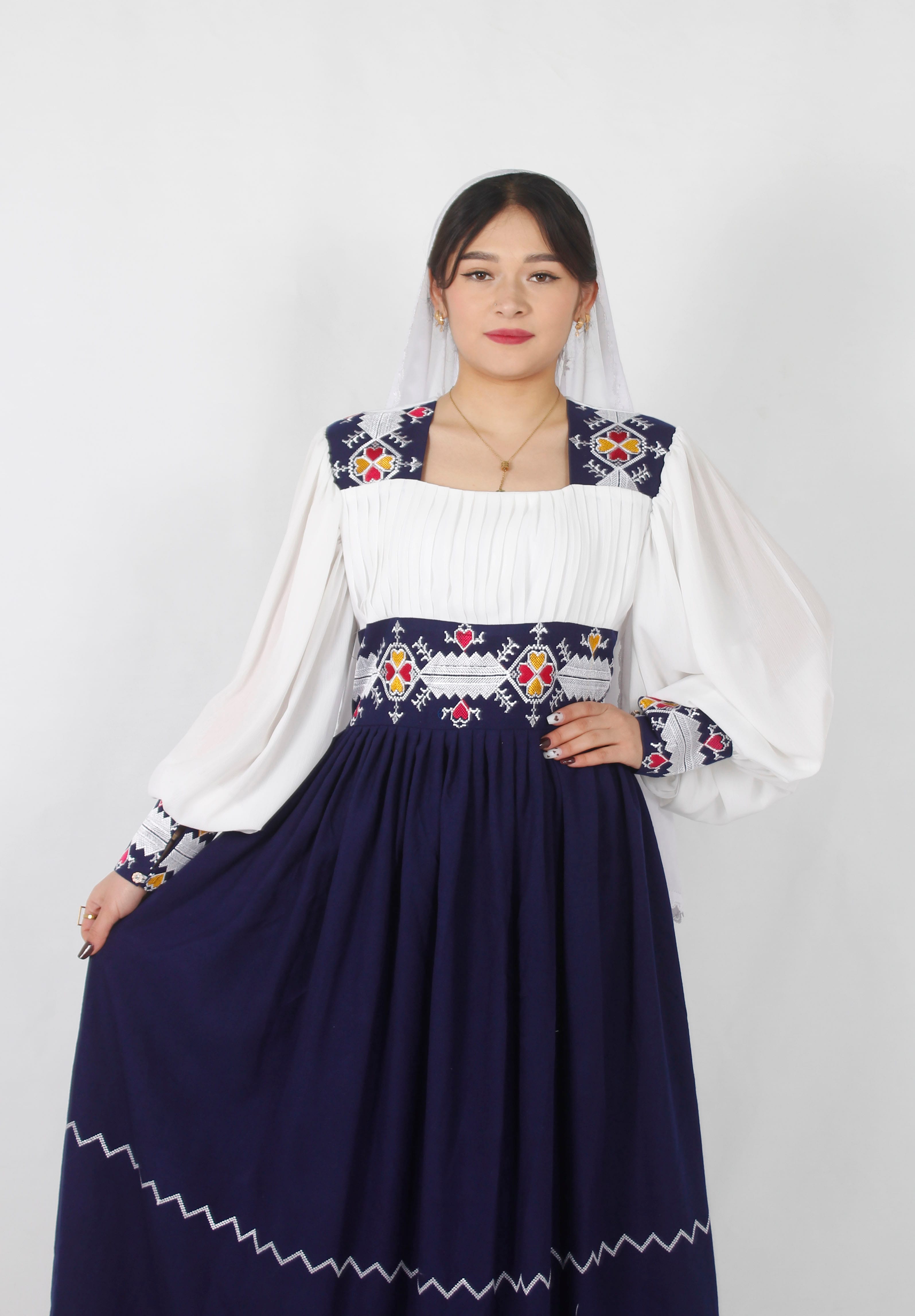 Hazaragi Long Dress in Cotton & Harir Fabric – Machine Embroidered