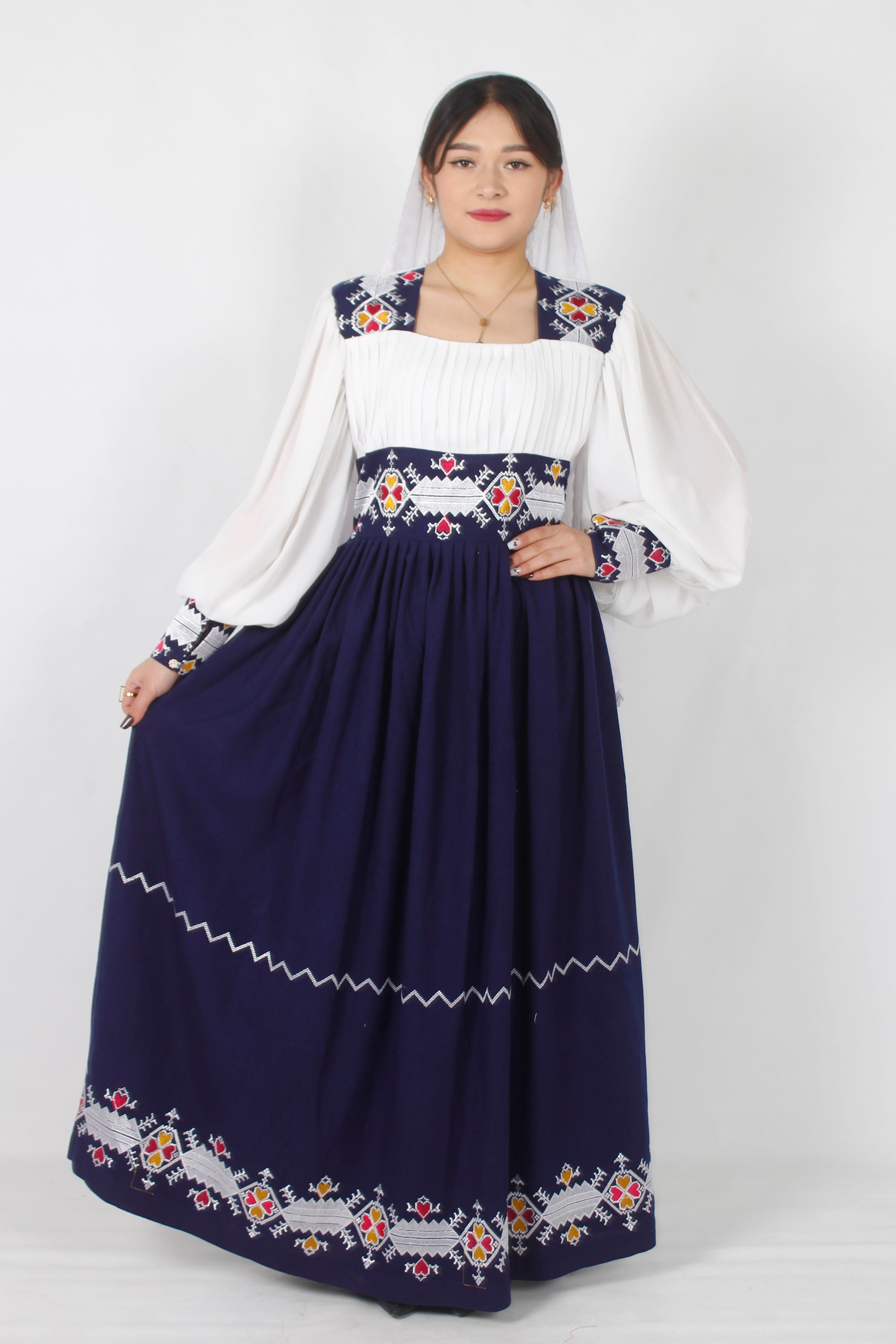 Hazaragi Long Dress in Cotton & Harir Fabric – Machine Embroidered