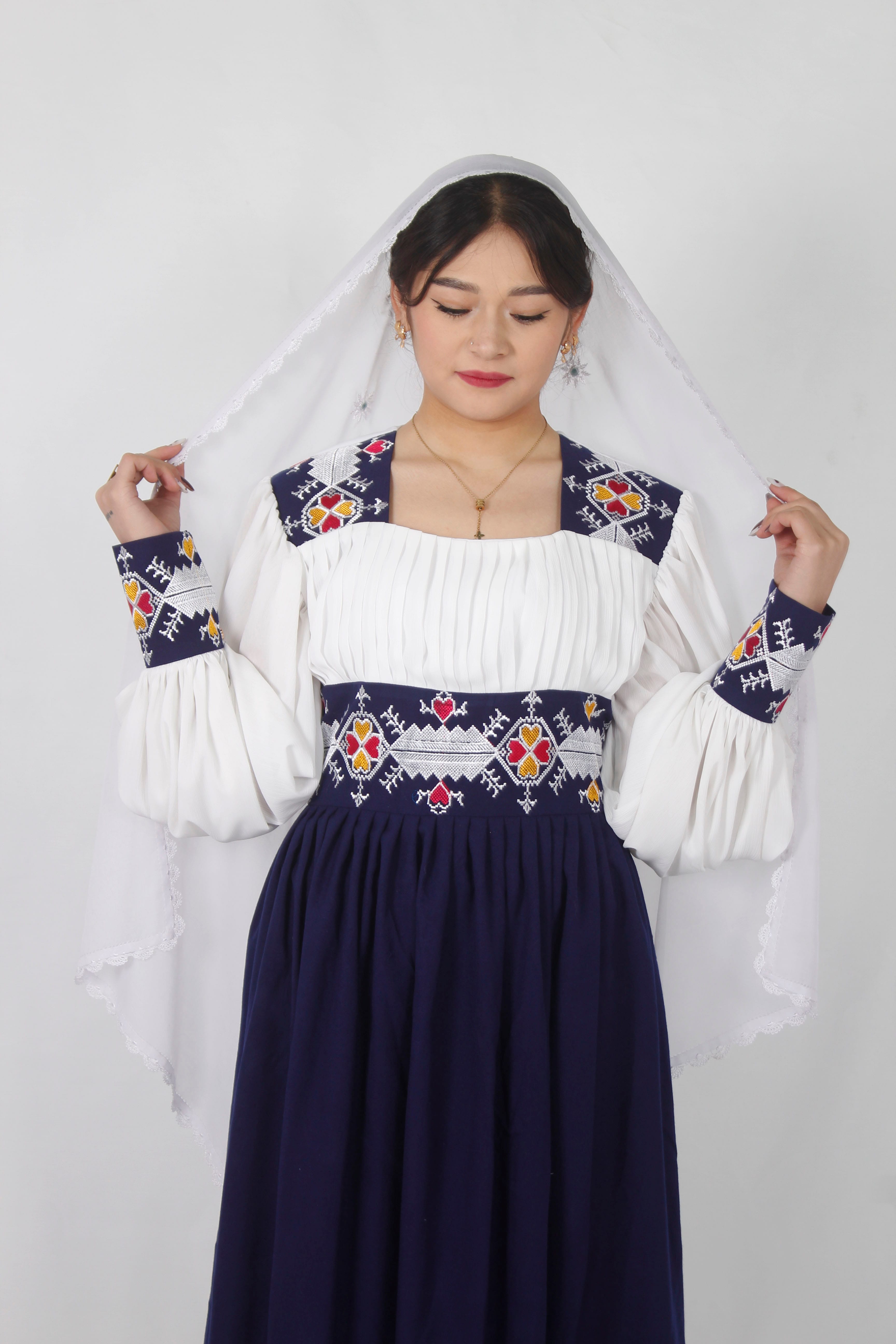 Hazaragi Long Dress in Cotton & Harir Fabric – Machine Embroidered