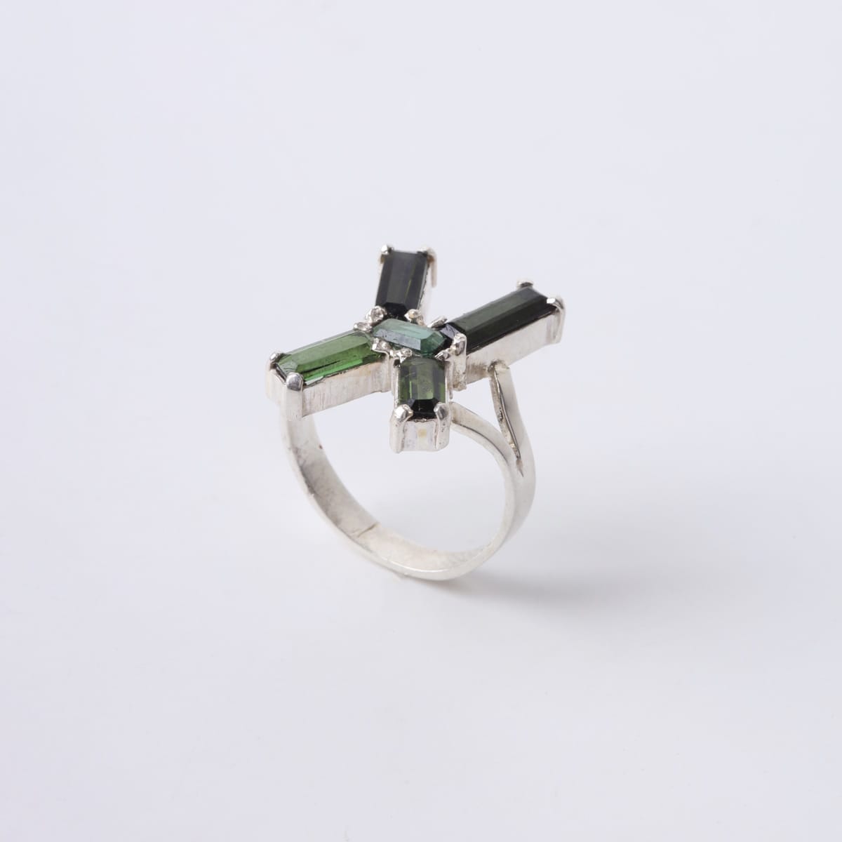 Tourmaline Silver X Ring handmade