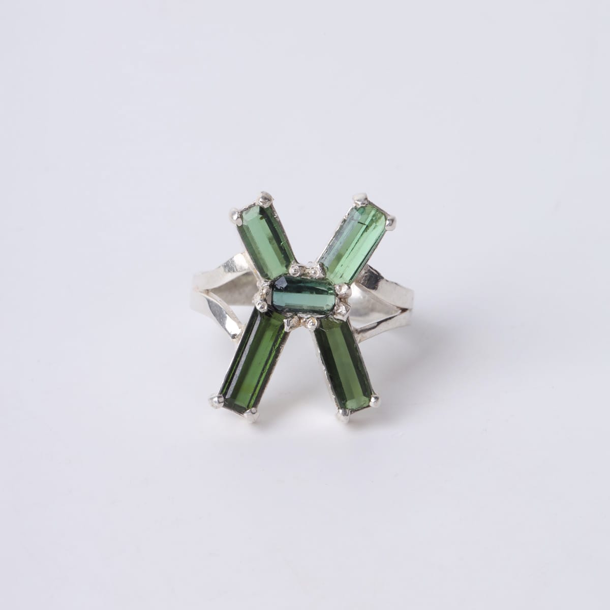 Tourmaline Silver X Ring handmade