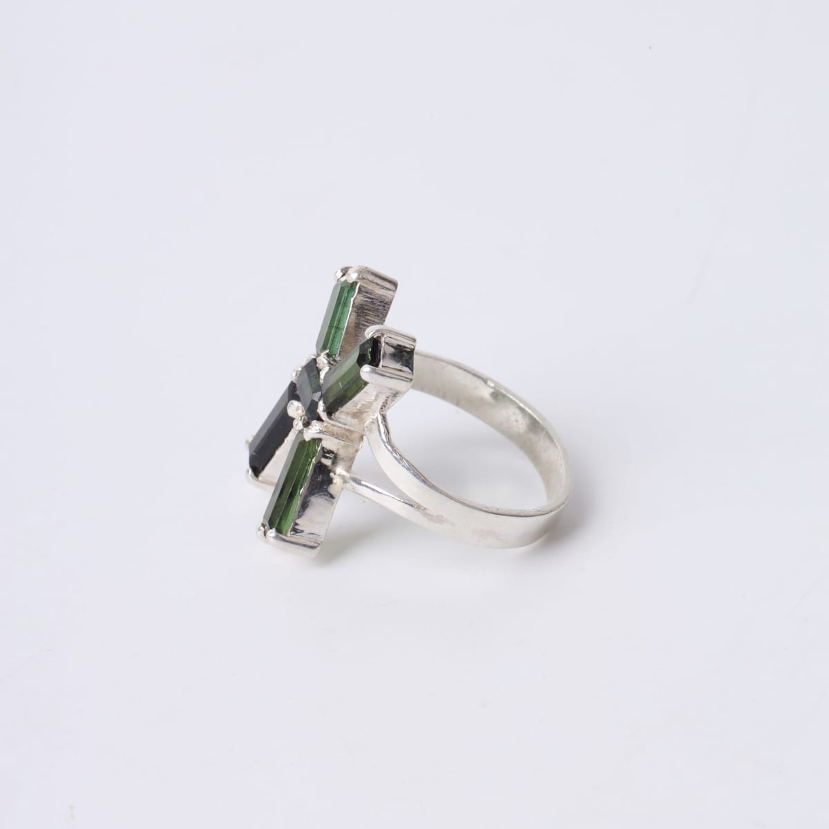 Tourmaline Silver X Ring handmade