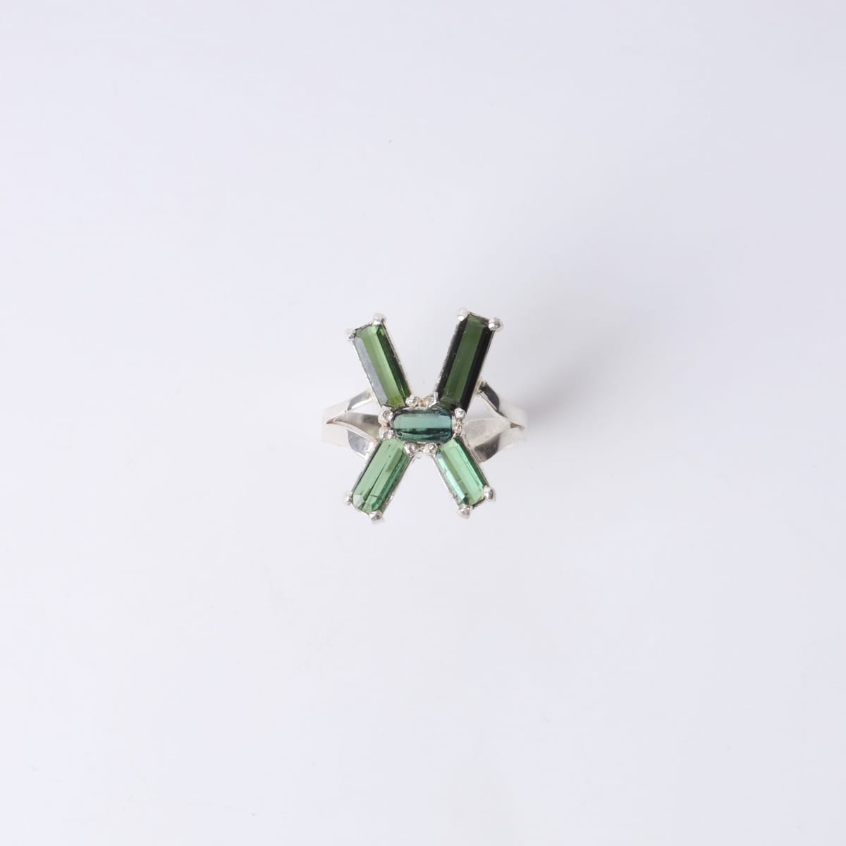 Tourmaline Silver X Ring handmade