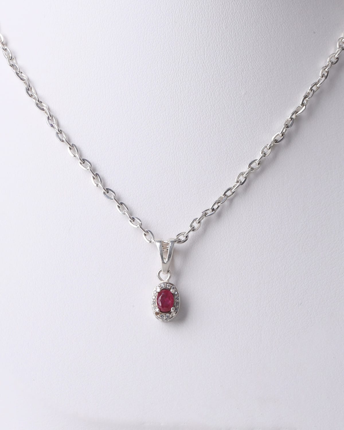 Ruby Pendant Necklace in 925 Silver
