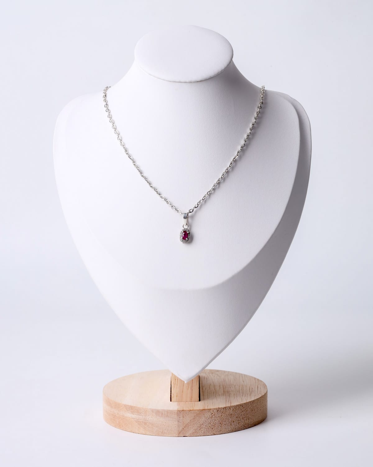 Elegant Ruby & Quartz Pendant Necklace