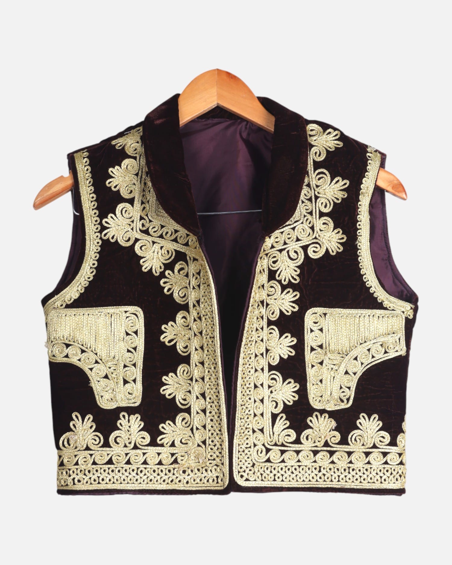 Embroidered Velvet Women's Vest