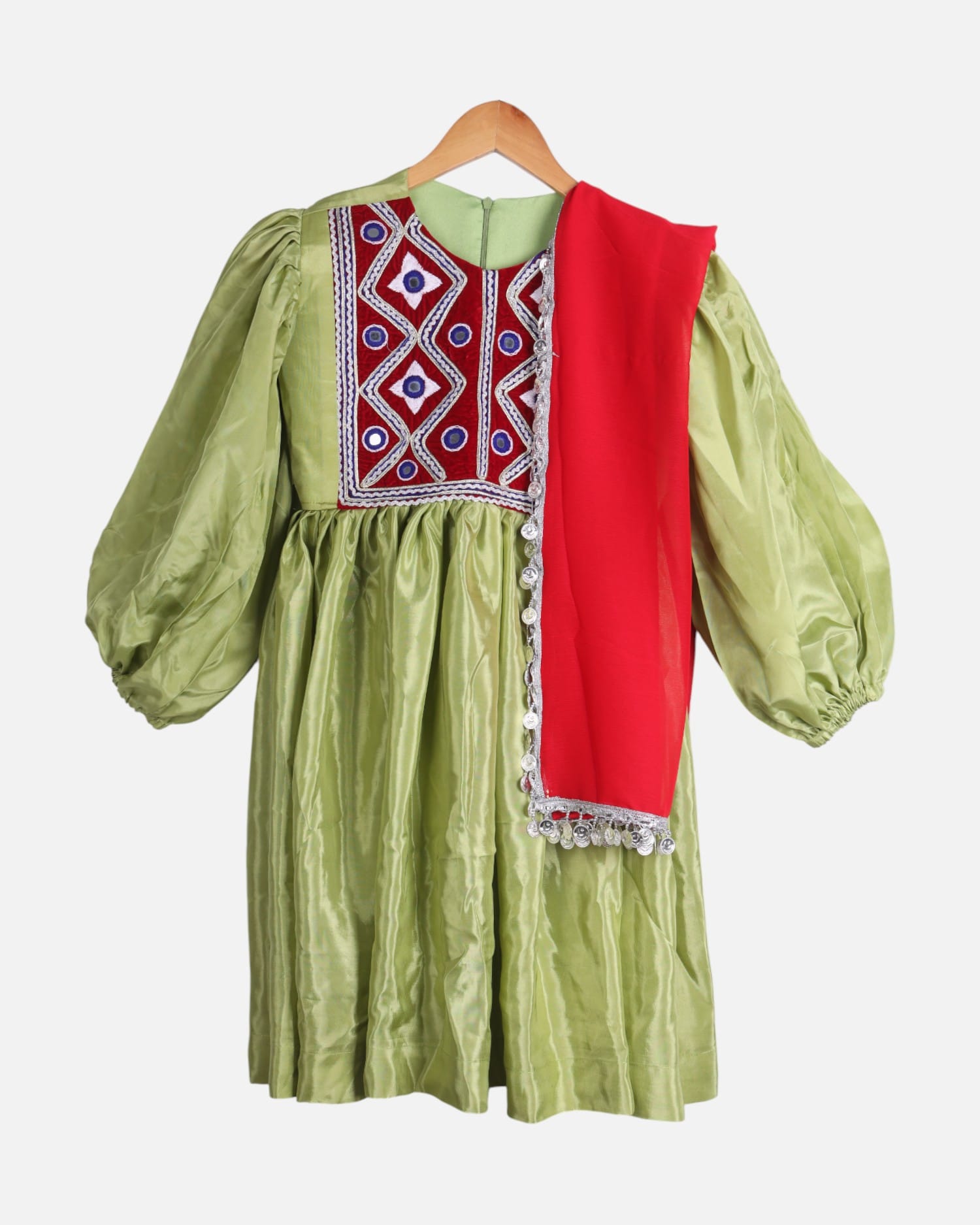 AfghanTraditional Dress with Shawl For Girls