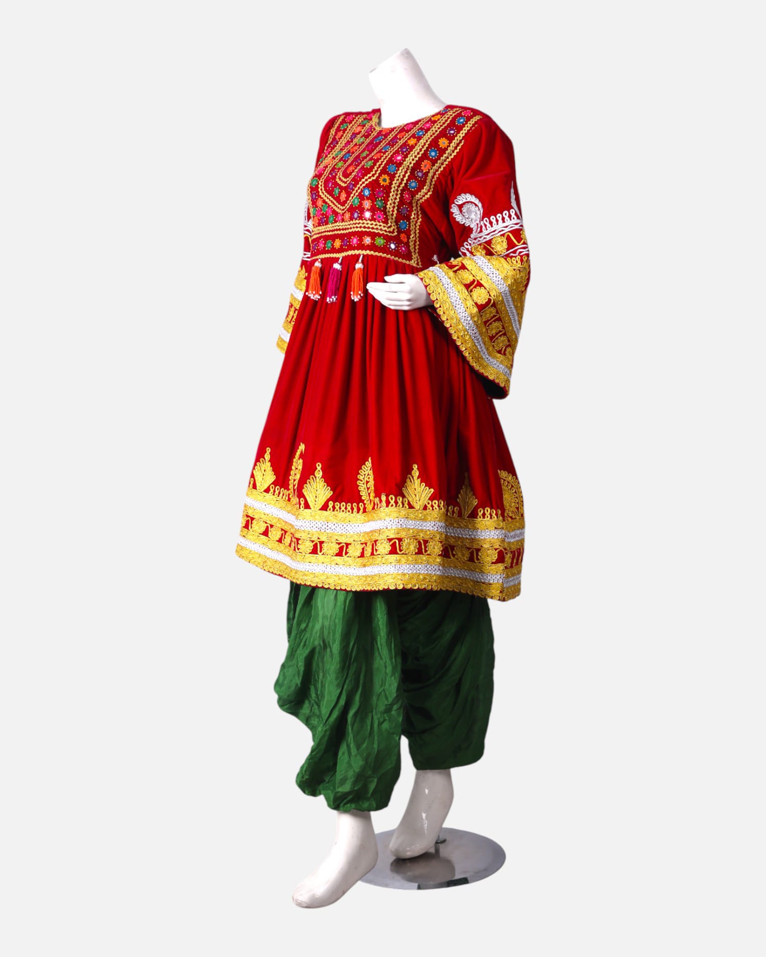 Embroidered Afghan Velvet Dress For Wedding