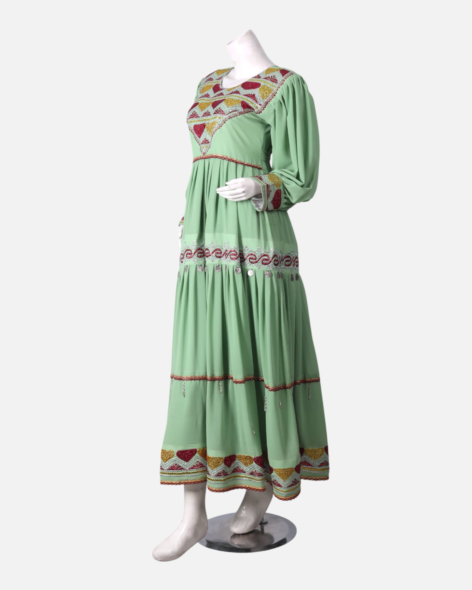 Embroidered Green Afghan Women’s Semi Dress
