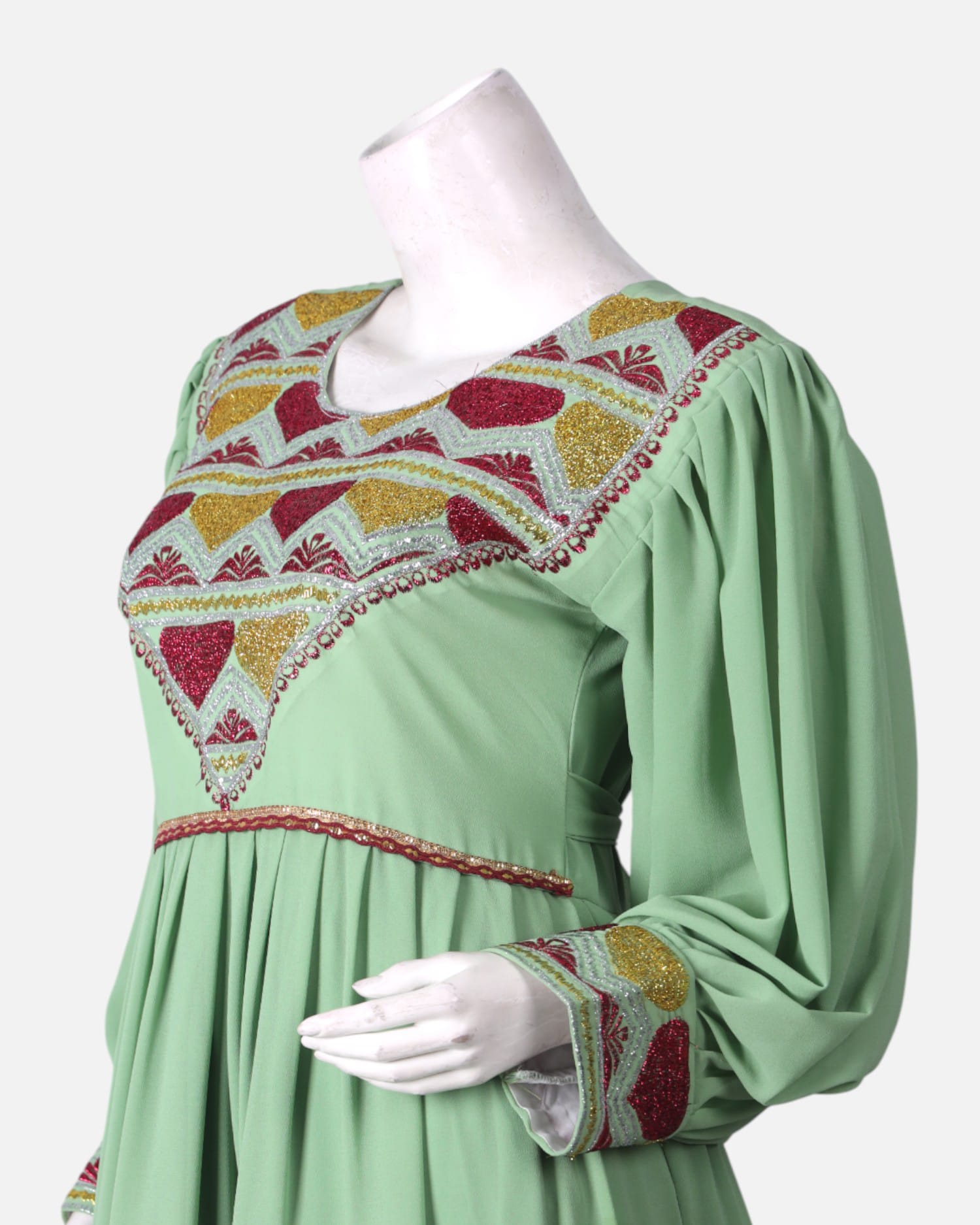 Embroidered Green Afghan Women’s Semi Dress